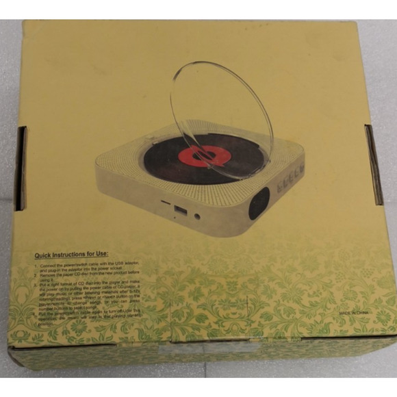 Black Wall Mountable CD Player w/FM Radio USB MP3 Bluetooth No. KC-909 w Remote - Picture 10 of 11